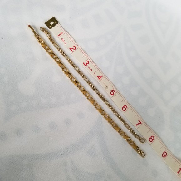 His n Hers Gold Tone Unisex Bracelets- Set of 2 - Picture 8 of 11